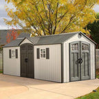 Lifetime 60127 20 x 8 Ft. Dual-Entry Outdoor Storage Shed with Skylights, Windows, and Floor – Desert Sand